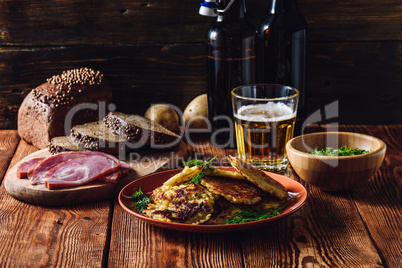 Glass of Beer with Snacks