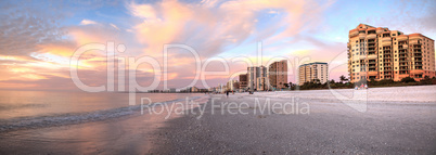 Pink and gold sunset sky over South Marco Island Beach