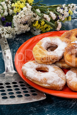 Homemade baked donuts on a plate