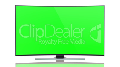 UltraHD Smart Tv with Curved green screen on white