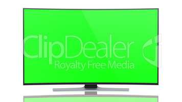 UltraHD Smart Tv with Curved green screen on white