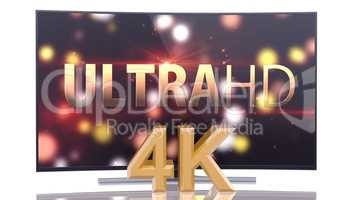 UltraHD Smart Tv with Curved Screen on White