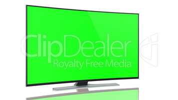 UltraHD Smart Tv with Curved green screen on white