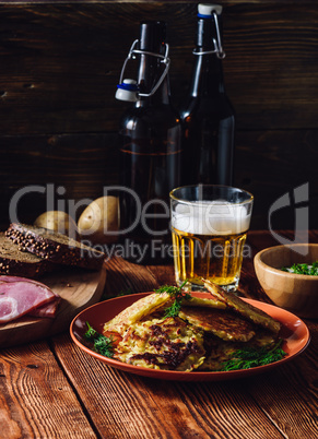 Glass of Beer with Potato Pancakes