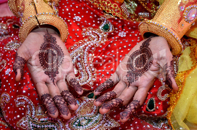 Henna On Hands Of Indonesian Wedding Bride