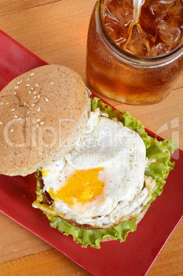 burger and iced tea