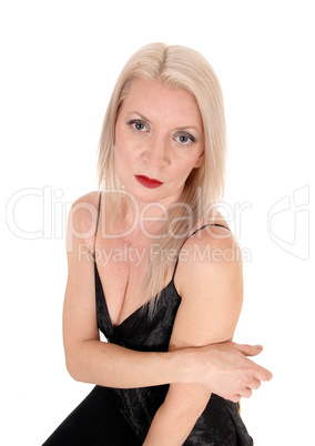 Portrait of a lovely blond woman with blue eyes