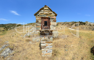 Small model of church on Greek island