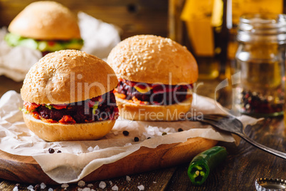 Two Homemade Beefburgers.