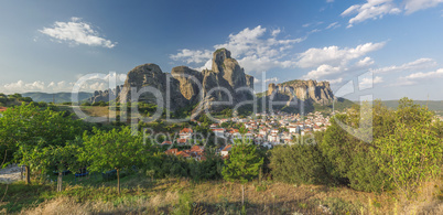 Kalambaka town and Meteora mountains, Greece