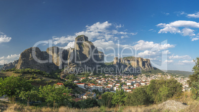 Kalambaka town and Meteora mountains, Greece