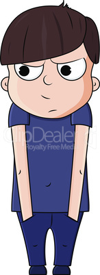 Cute cartoon boy with jealous emotions. Vector illustration