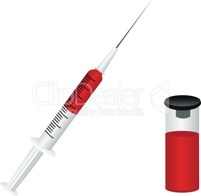 medical blood analysis with syringe