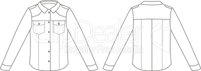 Fashion technical sketch of jacket in vector graphic