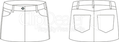 Fashion technical sketch of skirt in vector graphic