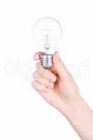 Female hand holding a light bulb
