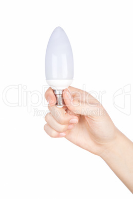 Female hand holding a light bulb