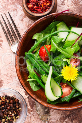 Spring salad with dandelions