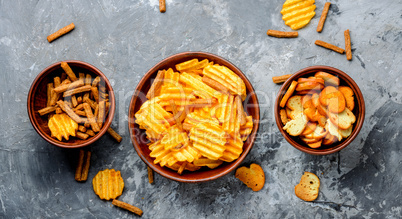 Group of potato chips