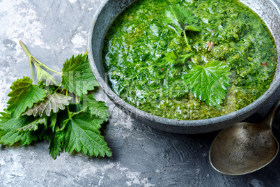 Russian traditional nettle soup