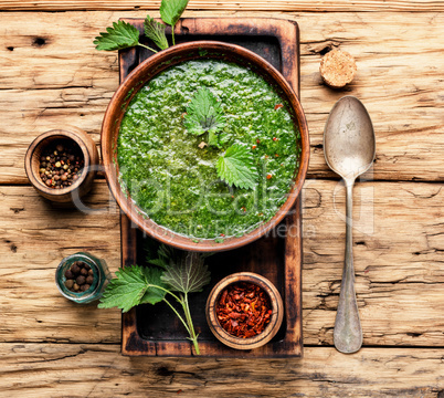 Russian traditional nettle soup