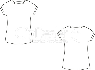 Fashion technical sketch of t-shirt in vector graphic