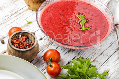 Traditional cold gazpacho soup