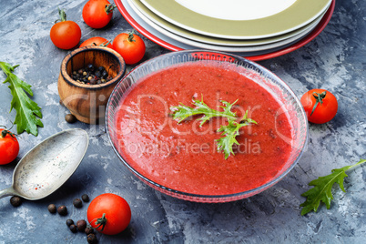 Spicy homemade gazpacho soup