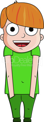 Cute cartoon boy with happy emotions. Vector illustration