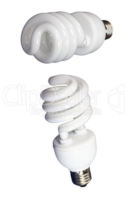 two luminous tube lamp on white background