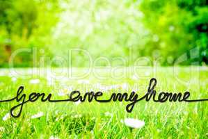 Sunny Spring Meadow, Daisy, Calligraphy You Are My Home