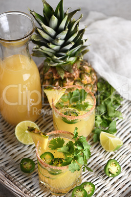 Spicy pineapple margarita with jalapeno
