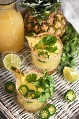 Spicy pineapple margarita with jalapeno