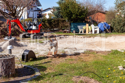 Baustelle mit Bagger