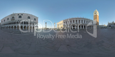 360 VR St. Marks Square overlooking lagoon. Venice landmark, Italy