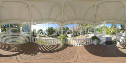 360 VR View from gazebo to the area of coastal resort, Turkey