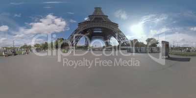 360 VR People visiting the Eiffel Tower in Paris, France