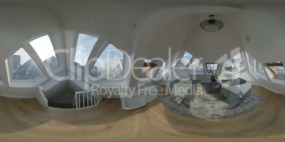 360 VR Interior of upstairs room in Cube House. Rotterdam, Netherlands