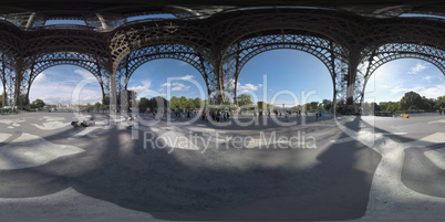 360 VR View from underneath the Eiffel Tower in Paris, France