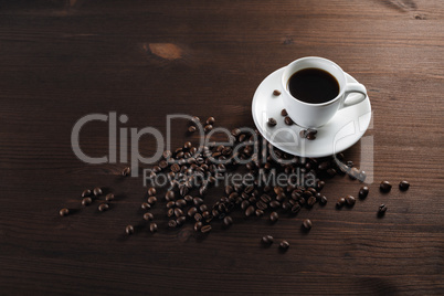 Coffee cup, coffee beans