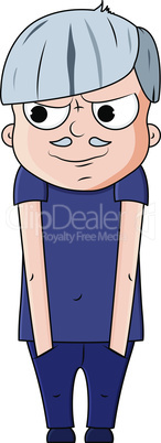 Cute cartoon young grandfather with smug emotions. Vector illustration