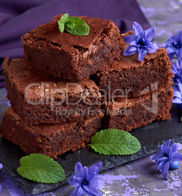 stack of square pieces of brownie