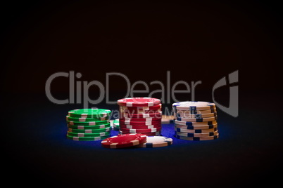 Poker chip on black background