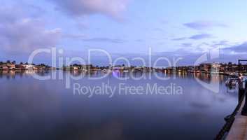 Dawn over the boats in Esplanade Harbor Marina in Marco Island,