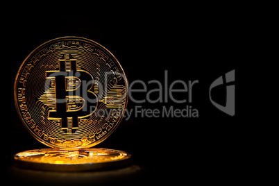 Bitcoin isolated on black with text