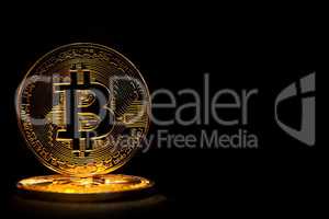 Bitcoin isolated on black with text