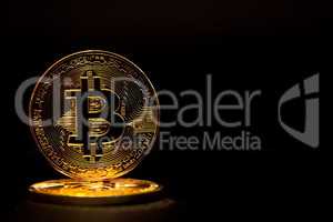 Bitcoin isolated on black with text