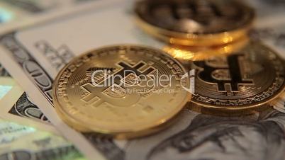 Bitcoins and dollars, rotating