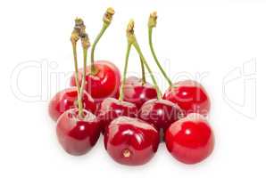 Several ripe cherries