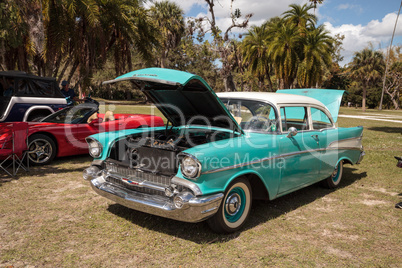 Blue custom 1955 Chevrolet at the 10th Annual Classic Car and Cr